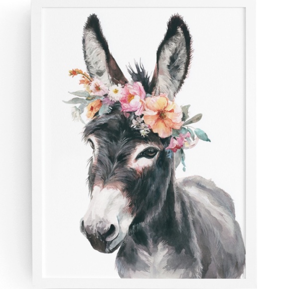 Watercolor Donkey Wall Art Print, Unframed - Charming Farmhouse Decor - Picture 1 of 6